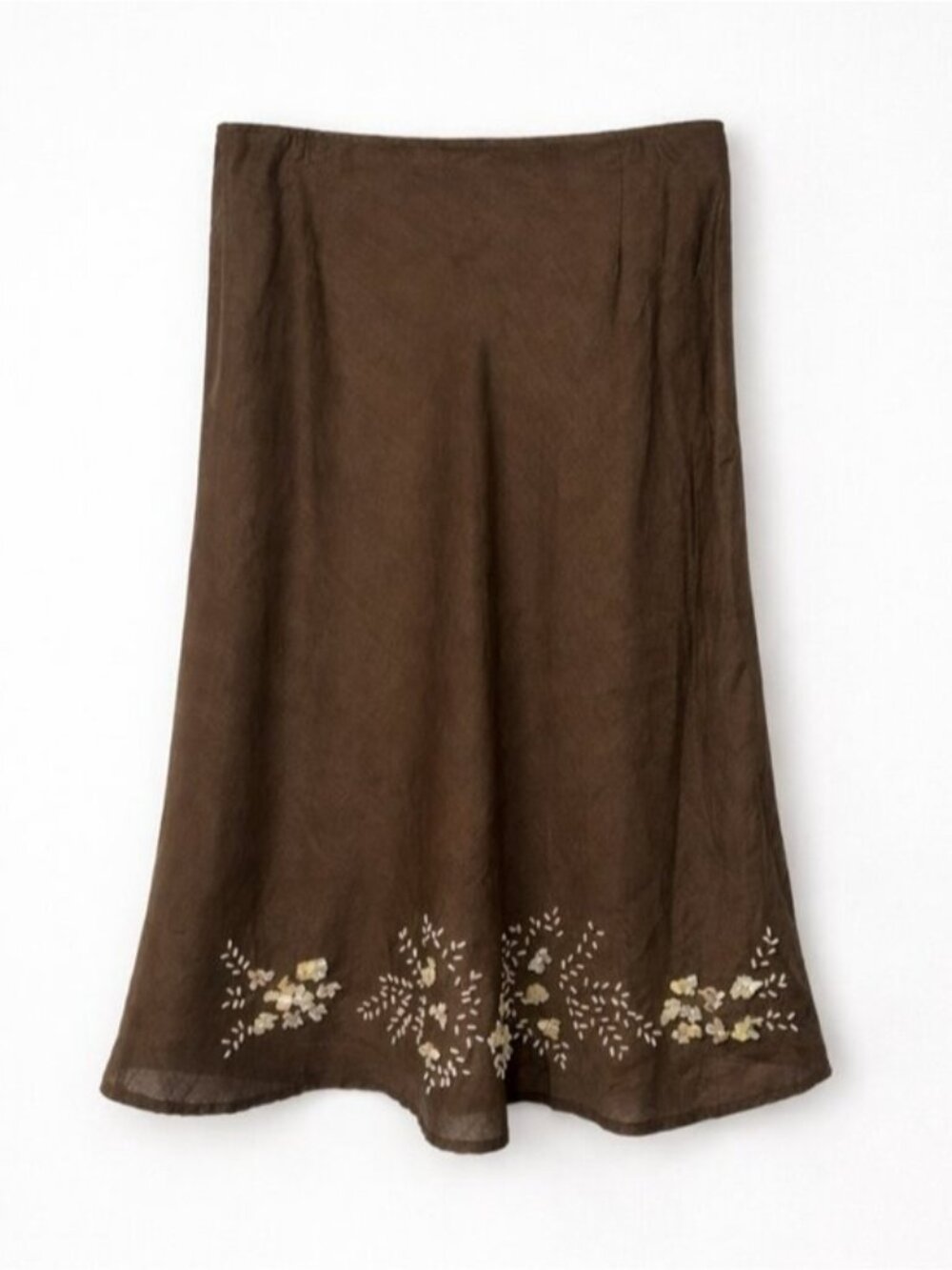 Anne Carson Beaded Linen Skirt - Picture 2 of 8